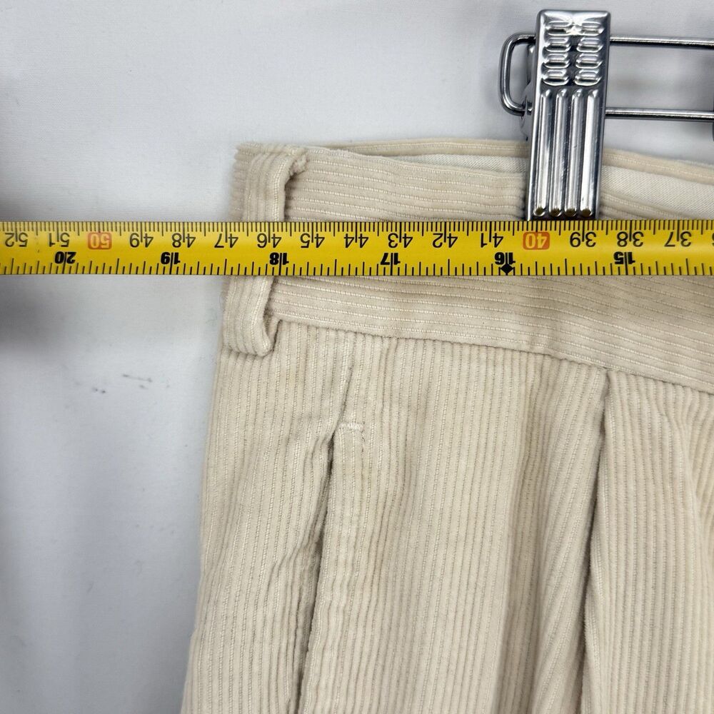 VTG Jos. A. Bank Mens Pants Beige Corduroy Straight Cuffed Pleat Chinos Size 35 - Picture 13 of 15